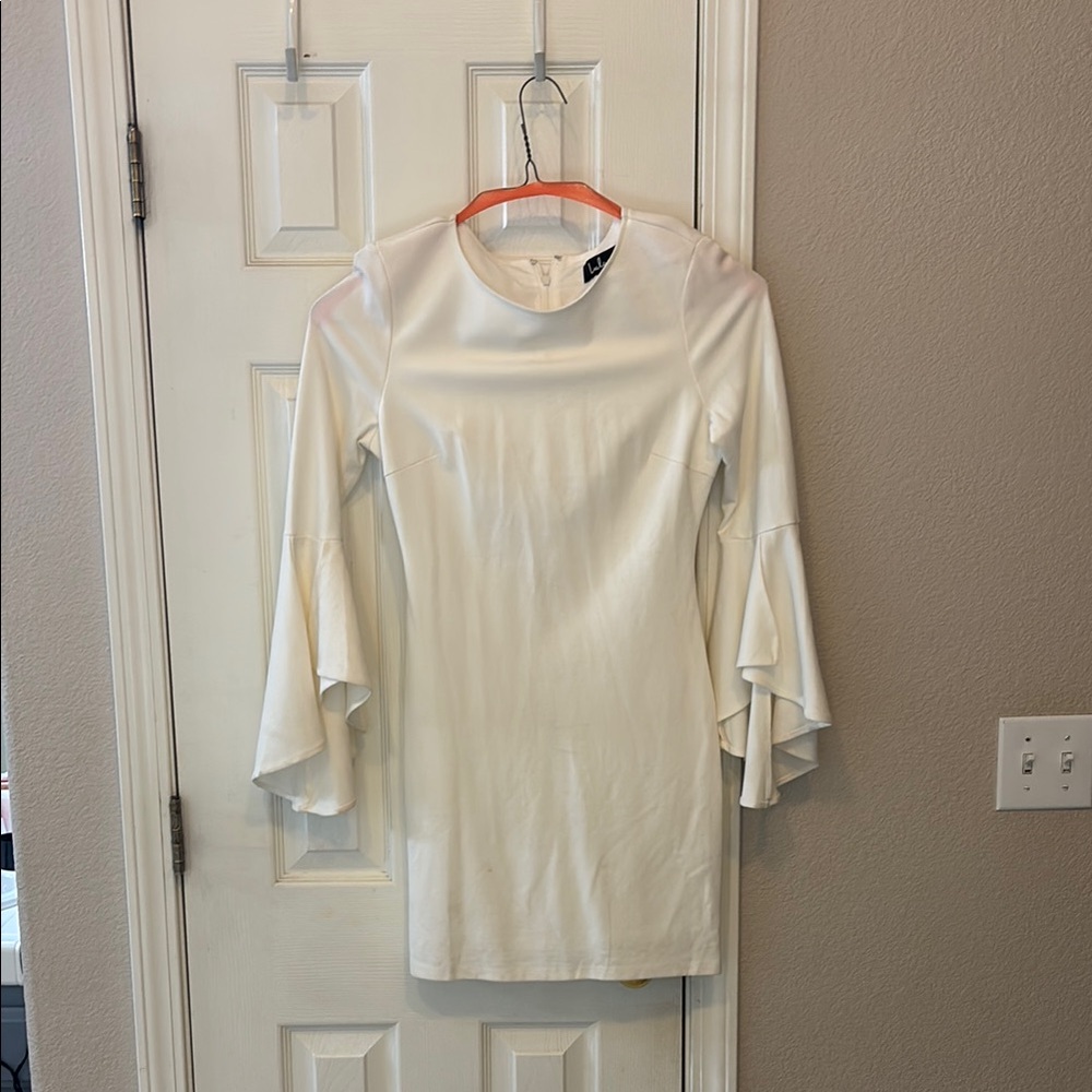 Elegant White Bell Sleeve Dress
